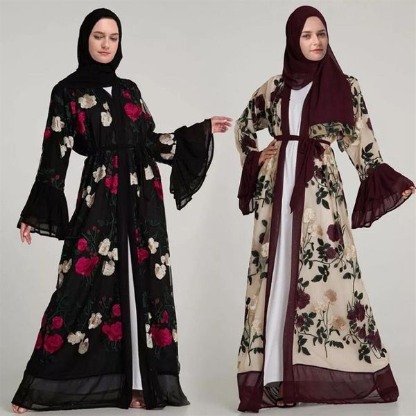 2019 Nuovo arrivo donne musulmane abito floreale Abaya fabbrica donne islamiche ricamo Dubai Abaya S-2XL Plus Size Dress217s