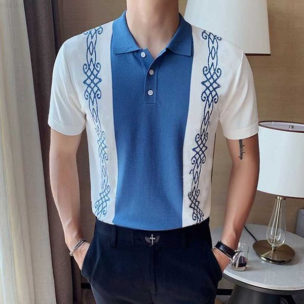 Мужские футболки летние мужчины Полоширт винтажная рубашка модный вязаный свитер