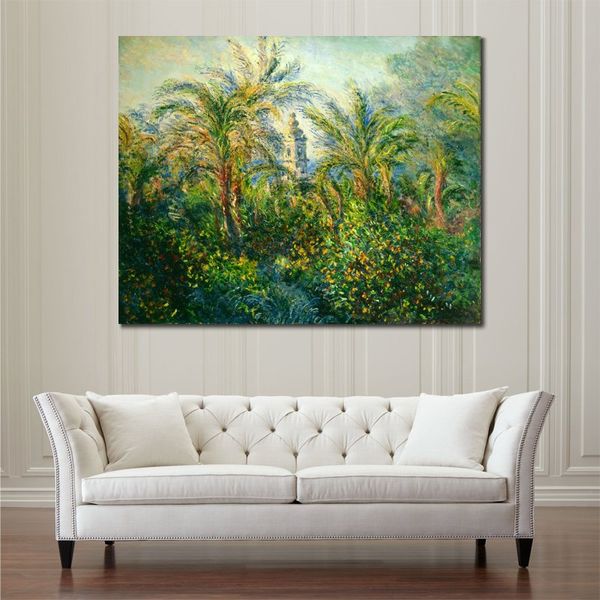 Tela Wall Art Giardino a Bordighera Impressione di mattina Claude Monet Dipinto fatto a mano Opera d'arte moderna Studio Decor