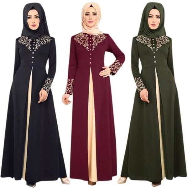 Abbigliamento etnico Abiti islamici arabi Abito musulmano Moda Abaya Dubai Appliques Turchia Donna Elegante lungo2666