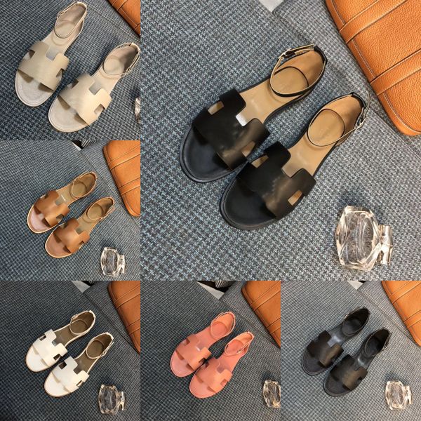 Sandálias de grife sapatos femininos de uma tira sandálias de viagem planas praia sapatos romanos sandálias de dedo aberto enraizadas mulas com tamanho da caixa 35-42
