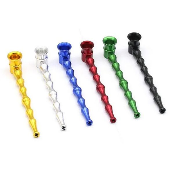 Tubi di tabacco in metallo Lungo tubo di bambù di bambù Lunghezza 128mm Tubo di tabacco alle erbe Portatile Creativo Multi colori Portasigarette Accessori per fumatori