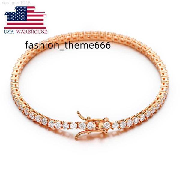 Anhänger-Halsketten USA Stock Damenschmuck 18 Karat vergoldetes 925er Sterlingsilber VVS-Moissanit-Diamant-Tennisarmband