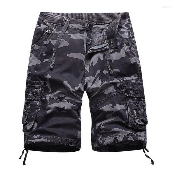 Shorts Masculino Moda Vestuário Masculino Cargo Summer Short Short Camuflagem Cor Masculino Algodão Outdoor Tamanho 29-38