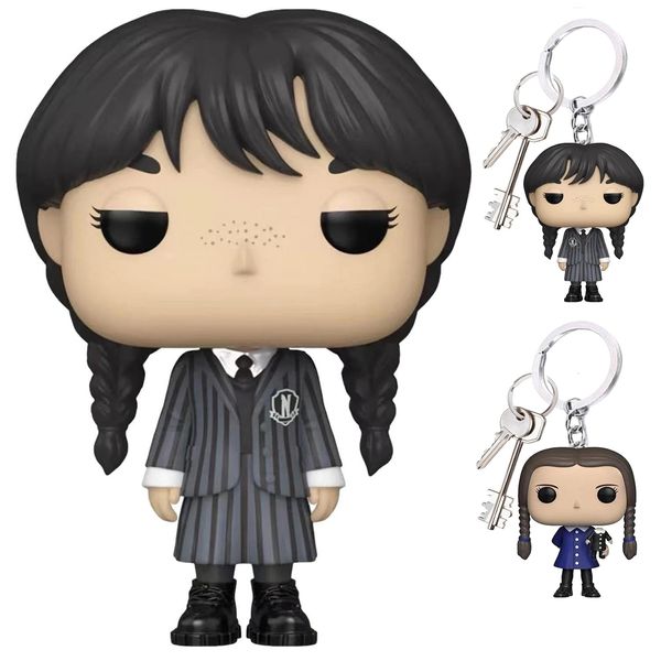 Клавные Lanyards 20pcs/Lot в среду Addams Акриловая клавиша Анимированный Addams Family Figure Pired Keyring Gif