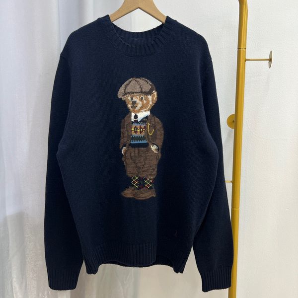 Designer homens suéteres polos ralphs urso pulôver tripulação de malha manga longa casual impresso roupas top meiroupas de alta qualidade