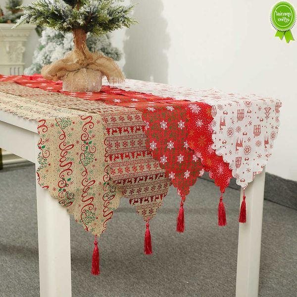 Toalha de mesa de ano novo vermelha nova toalha de mesa de natal retangular capa de mesa para casa jogo americano alce estampado decorações de natal