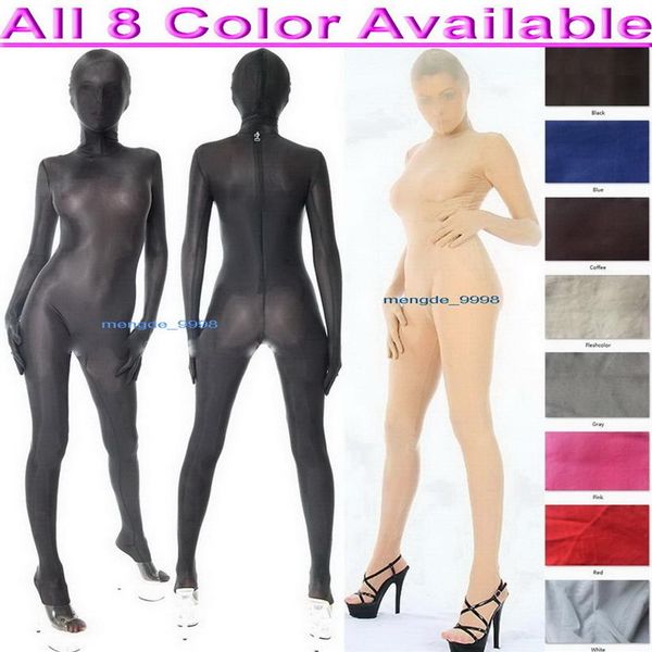 Unissex 8 cores Spandex Silk Catsuit Trajes Sexy Women Men Bodysuit Traje Halloween Party Fancy Dress Cosplay Terno M304252R