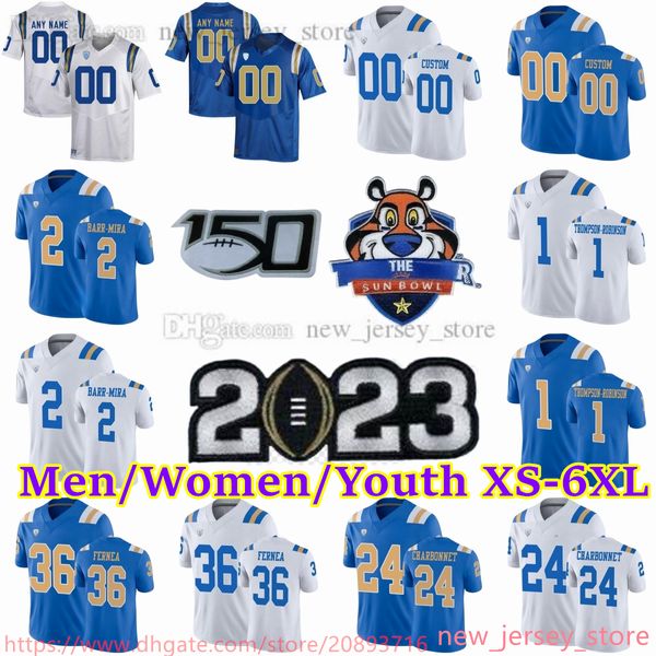 2023-24 Custom S-6XL NCAA UCLA Bruins Fußballtrikot Blaylock Mafi Latu Calvert Bobo Thompson-Robinson Barr-Mira Charbonnet Jackson Norwood Fernea Männer Frauen Jugend