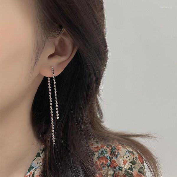 Baumelnde Ohrringe Asymmetrie lange Quaste Linie Pailletten Jhumka Einfädler 925 Silber Nadel Tropfen für Frauen Mode koreanischen Schmuck Geschenk