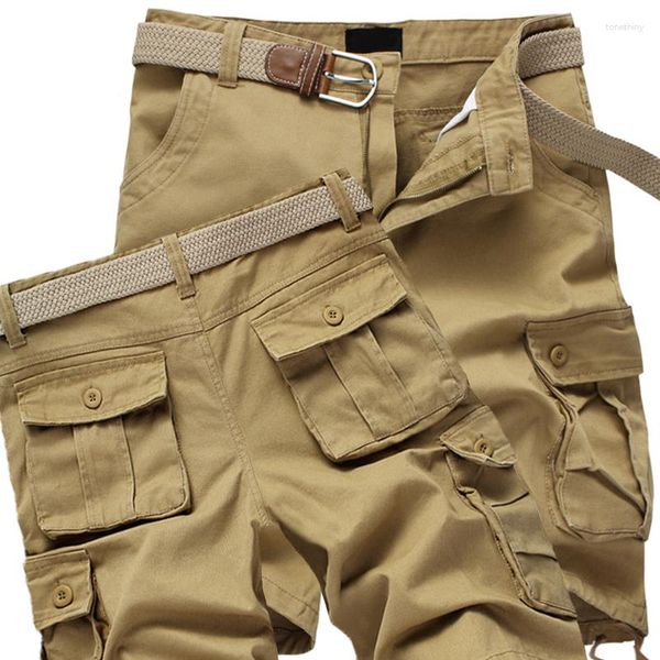 Pantaloncini da uomo Summer Cotton Cargo Men Casual Loose Baggy Multi Pocket Military Zipper Calzoni Camouflage Tactical Army