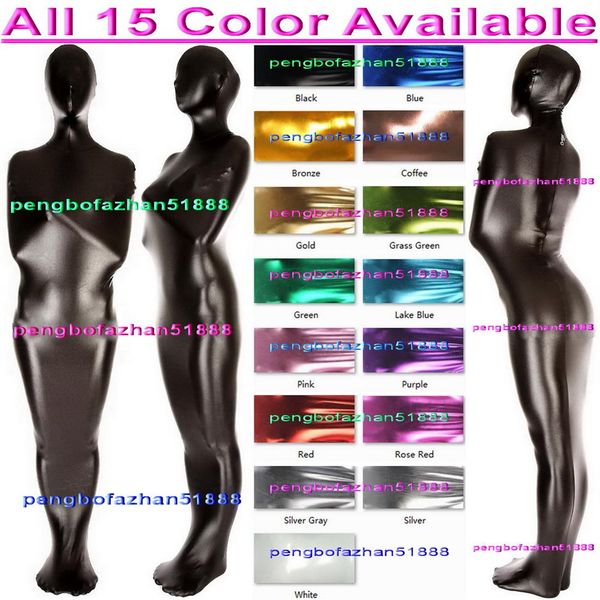 Saco de dormir unissex Catsuit Traje Full Outfit Sexy 15 Color Shiny Metallic Mummy Costumes Tights Body Bags Sleepsacks Halloween 337O