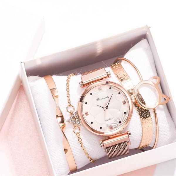 5pcs Set Luxury Women Watch Luxury Magnet Buckle Flow