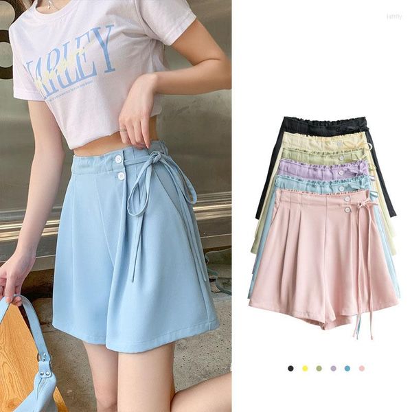 Frauen Shorts Casual Hohe Taille Frauen Sommer Spitze Up Taste Koreanische Mode Büro Dame Elegante Weibliche Femme Kurze Hosen