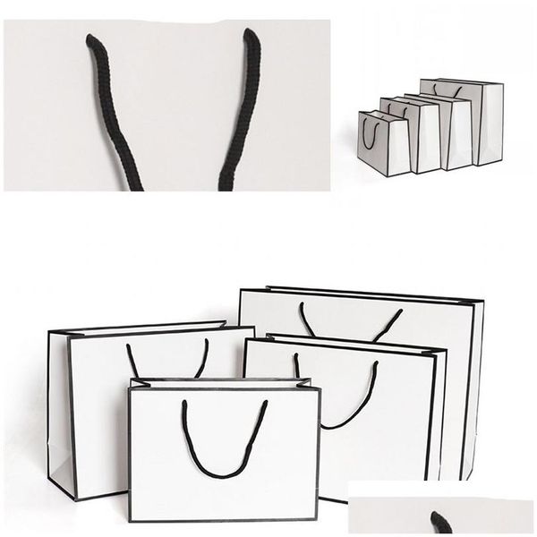 Geschenkpapier Kraftpapier verdicken Taschen Weiße Karte Verpackungsbeutel Werbung Mode Aufbewahrung Handtasche Shop Party Maßgeschneiderte Kleidung 1 86G Dhvdt