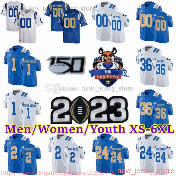 Custom S-6XL NCAA UCLA Bruins voetbalshirt 19 Kazmeir Allen 83 David Priebe 65 Paul Grattan 57 Jon Gaines II 11 Chase Griffin 7 Mo Osling III 10 Ale Kaho 12 Matt Sykes