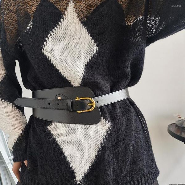 Cinture Coprivita autunno e inverno Cintura larga regolabile nera vintage da donna con maglione cappotto stile coreano giapponese