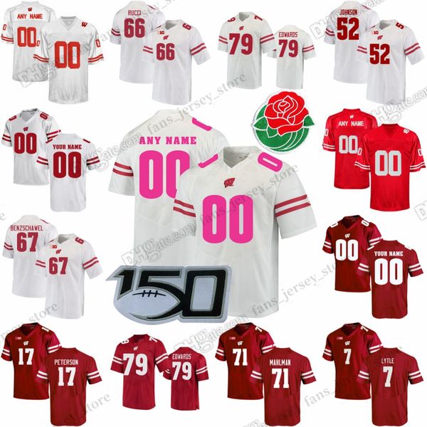 S-6XL NCAA Wisconsin Badgers College-Football-Trikot Edwards Berger Benzschawel Mahlman Johnson Acker Ratzlaff Wohler Lytle Sanborn Lyles Davis Allen Wohler