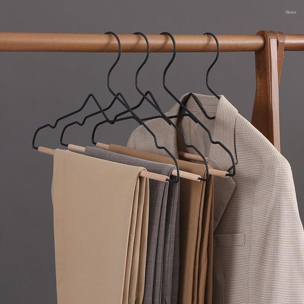 Cabides 5 pçs casaco de madeira guarda-roupa armário cabide de armazenamento para roupas organizador calças vestido exibição de calças VC