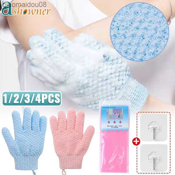 Fünf Finger Bad Handschuhe Peeling Mitt Handschuh Peeling Körper Massage SPA Schaum Zurück Baden Reinigung Handschuhe Bad Zubehör L230704