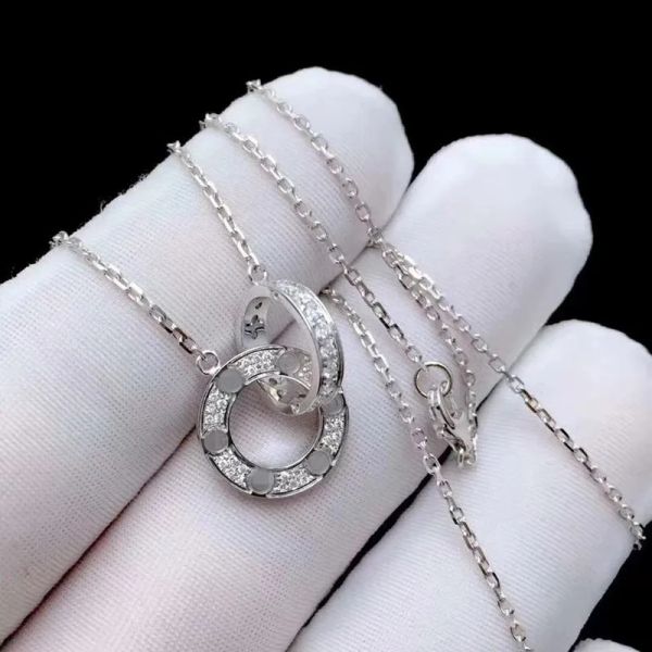 Klasik tasarımcı mücevher tasarımcı bilezik tam delik iki sıra matkap kolye sekizgen vidalı kapak aşk kolye takı erkek kadınlar çift halka sevgilisi çift hediye