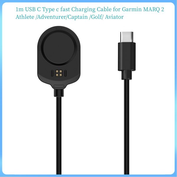 1m USB C Tipo c cabo de carregamento rápido para Garmin MARQ 2 (Gen 2) Atleta/Aventureiro/Capitão/Golfe/Aviador