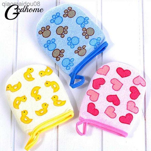 Cotton Baby Bath Shower Sponge Cartoon Mittens Kids Bath Brushes Scrubber Mitt Guanti Foam Rub Wash Panno Asciugamano Baby Care L230704