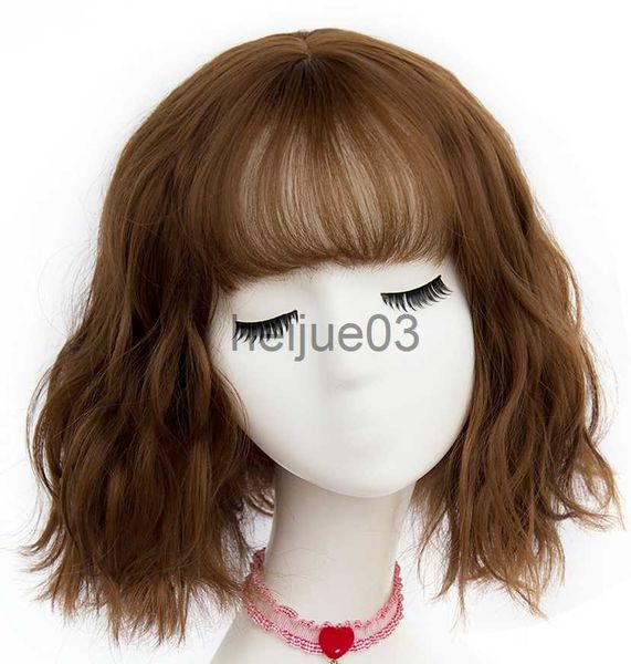 Perucas Sintéticas 24 Penteados Perucas Curtas Bob Cut Ondas Sintéticas Onduladas Corte de Cabelo Natural Franja Para Mulheres Perucas de Cabelo Cosplay Halloween Gengibre Marrom x0715