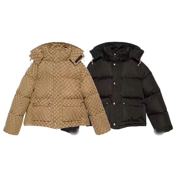 Piumini da uomo Parka da donna Piumino nero di lusso da donna Premium Casual Outdoor Inverno Caldo ispessito Cerniera Cappotti di design marrone kaki per giacca da uomo