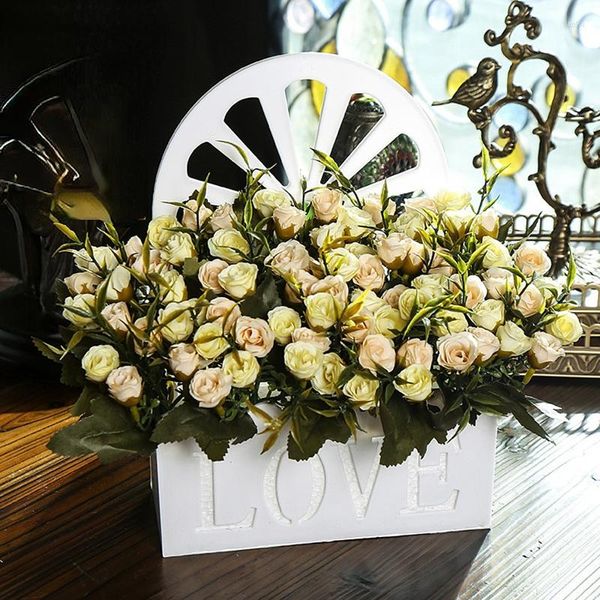 Dekorative Blumen, künstliche Mini-Rosen, für Zuhause, Hochzeit, Dekoration, konservierter Blumenstrauß