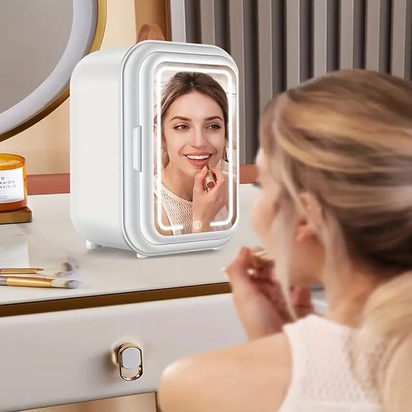 9L Мини -зеркальный холодильник с гибким светодиодным зеркалом дизайн Mini Beauty Mirror Care Products Cool Car Hom