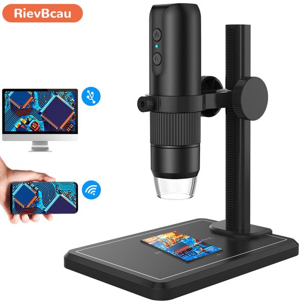 Microscópio e acessórios Microscópio digital profissional usb com 8 leds endoscópio zoom 1600x câmera lupa para celular pc ferramentas de solda de moedas 230714