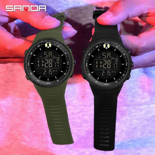 Наручительные часы Sanda Brand Digital Watch Men Sport Watch Electronic Led Male Forist для часов водонепроницаемые наручные часы на открытом воздухе часы