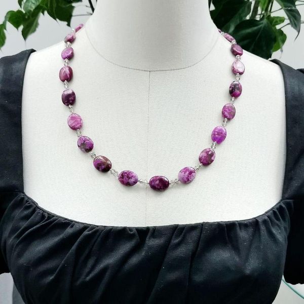 CHOKER LII JI Purple Collece Dyated Color Jaspers Crystal 62 см. Женские ювелирные украшения распродажа