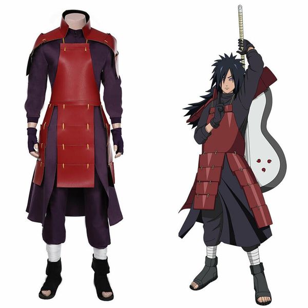 NARUTO0 Uchiha Madara Cosplay Traje Top Calças Roupas Halloween Suit223u