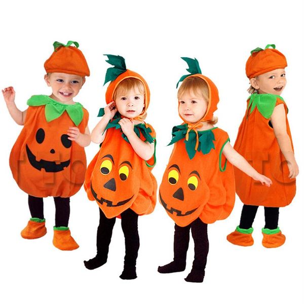 Cute Children Baby Halloween Cosplay Abbigliamento Fancy Ball Style Performance Costume senza maniche Kid Baby Pumpkin Suit Dress261q