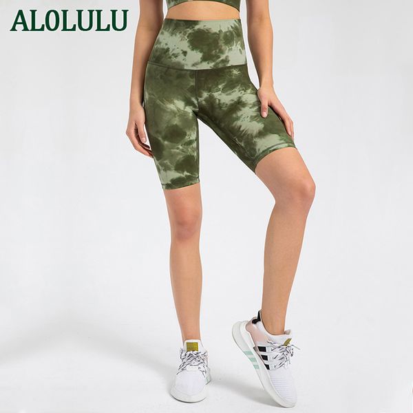 AL0LULU Pantaloni da yoga per il sollevamento dei glutei a vita alta Pantaloni sportivi da corsa a cinque punti da donna slim Pantaloncini da equitazione