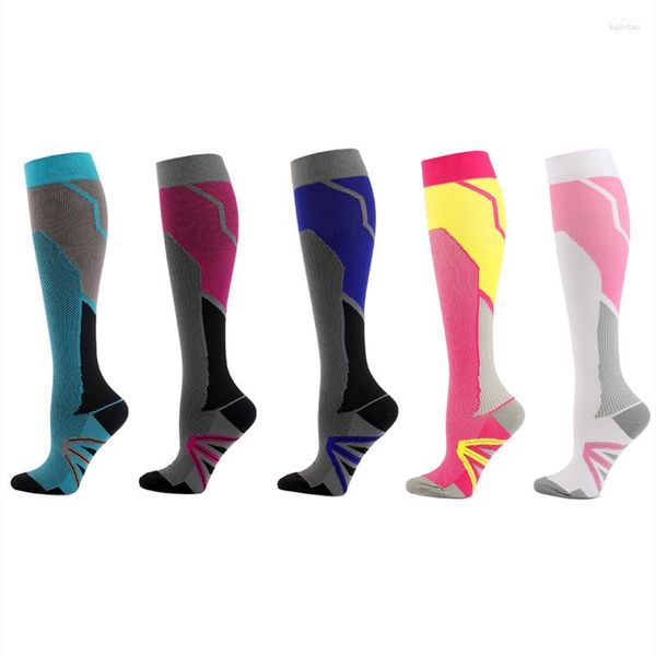 Erkek Çoraplar Erkekler Kadın Sıkıştırma Geometrik Çoraplar Futbol Uzun Tüp Unisex Buzağı Spor Kalsetinleri