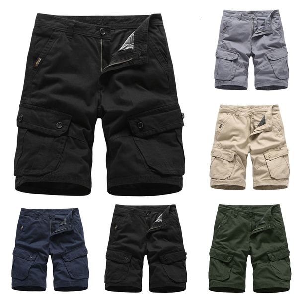 Masculino Shorts Masculino Solto Tamanho Grande Macacão Multibolso Verão Algodão Calça Cargo Confortável Ao Ar Livre Casual Esportes Praia 230714