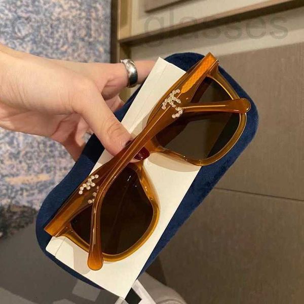 Солнцезащитные очки Дизайнер xioxiang CH0737 Diamond Inlable Big Rame Ins Caramel Caramel для мужчин и женщин, устойчивых к ультрафиолетовым ультрафиолетовым очкам Yxu6