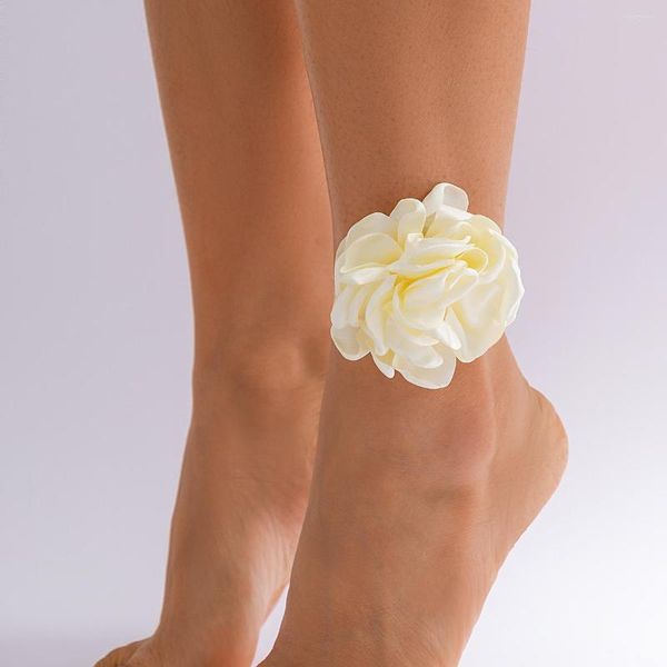 Fußkettchen Lange Seilkette mit großer Blumen-Fußkettchen für Damen, Fußkettchen am Bein, trendige Damen-Sommer-Schuhe mit hohen Absätzen, Dekoration