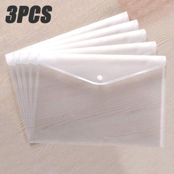 Sacos de armazenamento 1-3PCS Pastas de documentos transparentes Envelopes de arquivamento transparente Saco de plástico à prova d'água A4 organizadores de arquivo