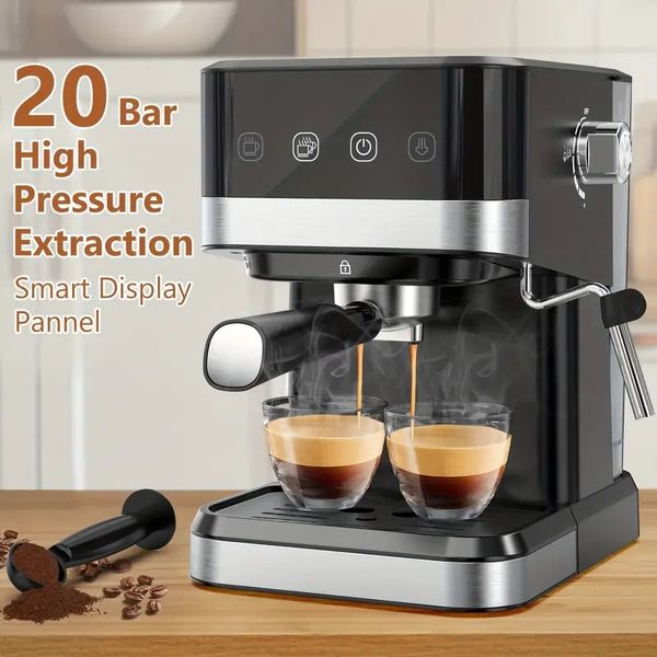 Espressomaschine mit Milchaufschäumung, 20-bar-Expresso-Kaffeemaschine, 1,5 l/50 oz abnehmbarer Wassertank, halbautomatische Kaffeemaschine mit Dampfstab für Espresso