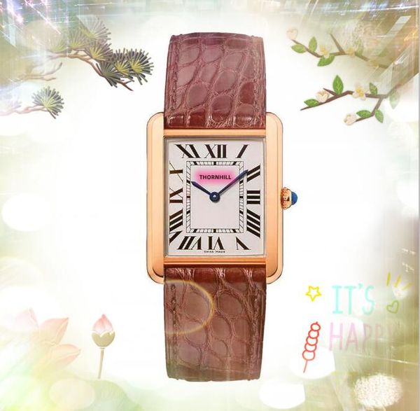 Top Model Square Roman Tank Dial Lady Watches 31mm Casual Bee Simples No Timing Clock Women Rose Gold Silver Case Good Look Leather Butterfly Buckle Watch Gifts