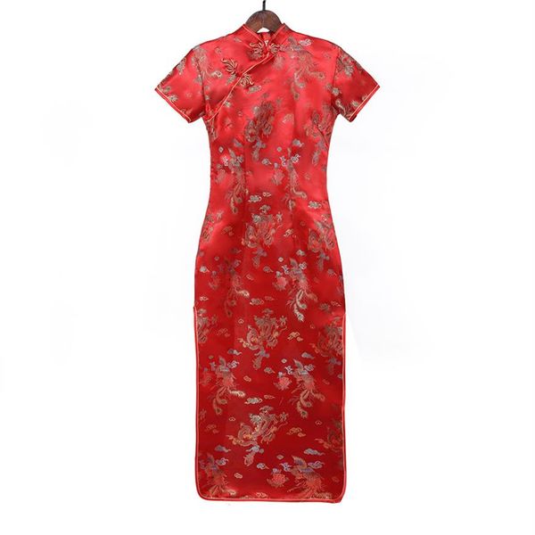 Vestuário étnico Novidade Vermelho Chinês Senhoras Tradicional Vestido de Baile Estilo Longo Noiva Casamento Cheongsam Qipao Traje Feminino240e