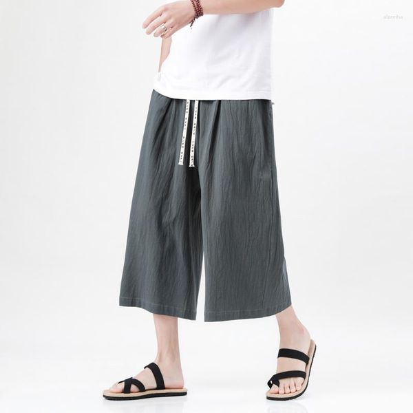 Männer Hosen Chinesischen Stil Baumwolle Täglichen Shorts Männer Hose Sommer Lose Große Größe Breite bein Retro Casual Gestellte männliche Kleidung