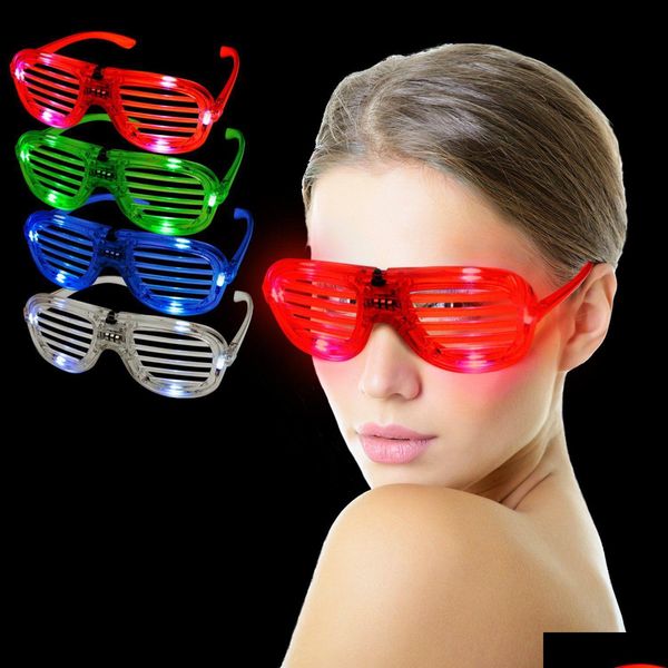 Decoração de festa Led Light Óculos Obturador Forma Cold Flash Concert Favors Cheer Dance Props Luminous Eyeglass Toy 3 8Rr F Drop Deli Dhz0M