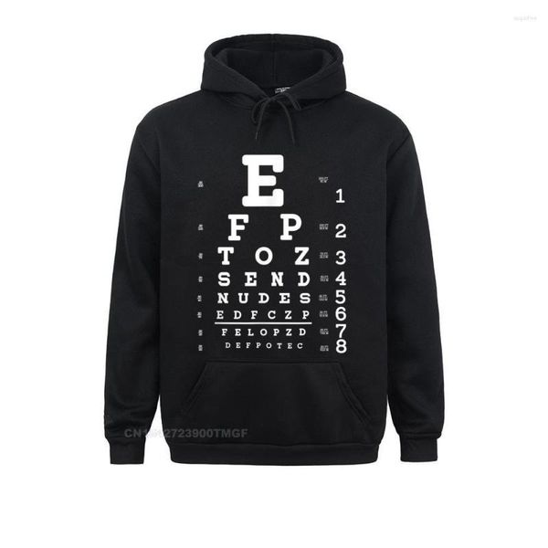 Herren Hoodies Prevalent Snellen Chart Send Nudes Hidden Message T-Shirt Langarm Sweatshirts Sommer/Herbst für Jungen Kapuzen Camisa