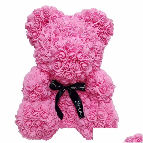 Dekorative Blumen Kränze Großhandel Big Custom Teddy Rose Bear mit Box Luxuriöse 3D-Rosen-Blumen-Weihnachtsgeschenk Valentines Da Dhq9K