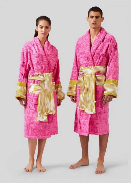 Roupão de banho masculino e feminino de algodão de alta qualidade pijamas robe longo estampado carta estampado casal camisola inverno quente unissex CHG2307158